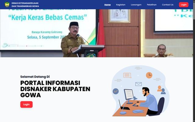 Website Disnakertrans Kabupaten Gowa - Website instansi pemerintah oleh Saujana Karya